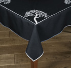 Obrus len haftowany Drzewo 160x300 cm czarny/biały STP-2045 PROMOCJA (1)